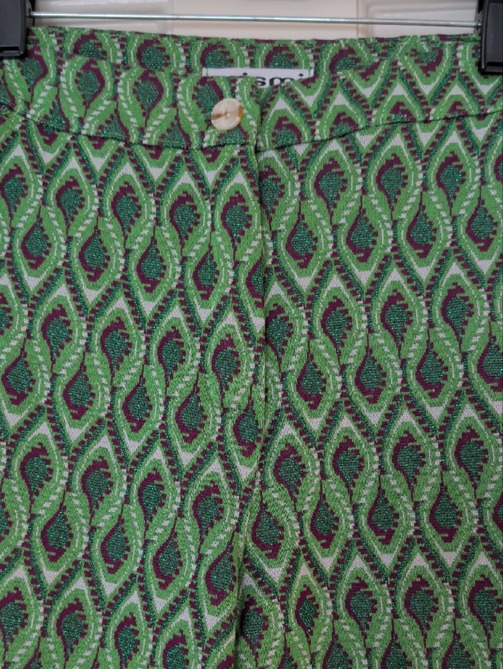 Green Patterned Wide-Leg Pants - Picture 2 of 4